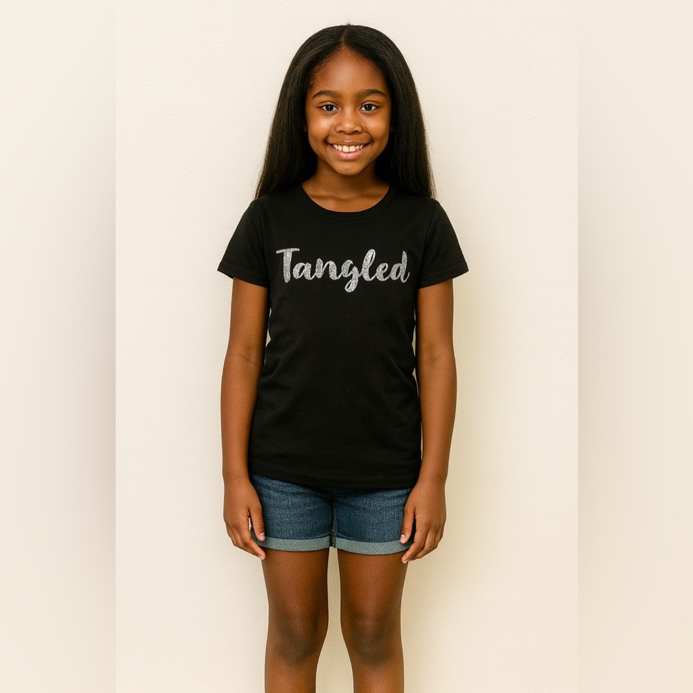 New Tangled Girls Black Tee nwot